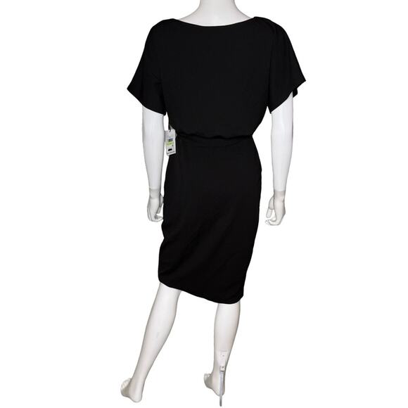 KENSIE Women’s Solid-Colored Faux-Wrap Dress Black Sz 4 NWT - Picture 4 of 7